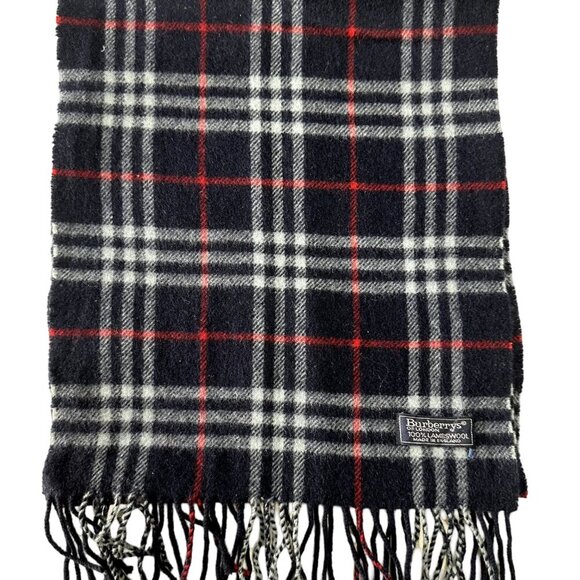 Burberrys Classic Check Scarf Black 100% Lambswool Unisex Scarf Made In England - Picture 2 of 7